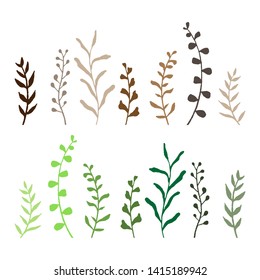 vector leaf green and brown, natural element use for wedding card