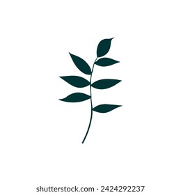 vector leaf in green color with stem green