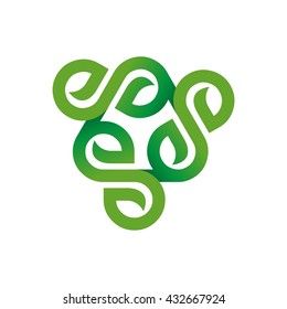 Vector leaf, green shape and flat color. Stock graphic abstract design concept  logo logotype element for template. 