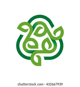 Vector leaf, green shape and flat color. Stock graphic abstract design concept  logo logotype element for template. 