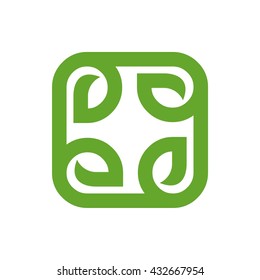 Vector leaf, green shape and flat color. Stock graphic abstract design concept  logo logotype element for template. 