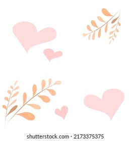 Vector leaf and heart shape on isolated white background.Romantic texture for decorate card ,wallpaper,greeting,valentine day,marriage.