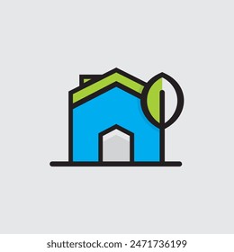 
Vector Leaf House Design Icon Logo Element
