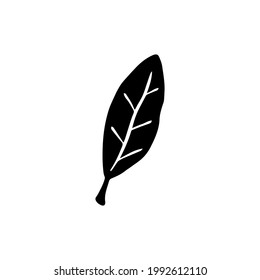 Vector leaf icon. Cute nature symbol. Doodle leaves shape. Black and white monochrome flat illustration.