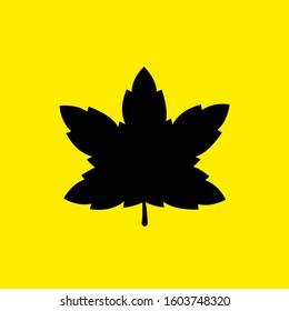 Vector Leaf Icon On Yellow Background - Black Leaf Logo