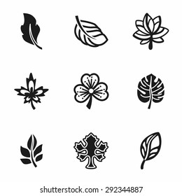 Vector Leaf icon set on white background