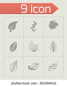 Vector leaf icon set on grey background