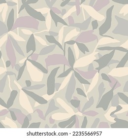 Vector leaf illustration seamless repeat pattern with pastel colors