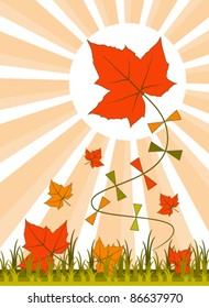 vector leaf kite and fallen leaves