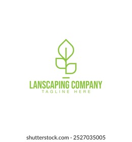 Vector leaf landscaping logo abstract linear style icon, Landscaping design logo template. Tree with leaves sign.