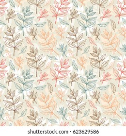 Vector leaf. Leaves Seamless pattern. Floral background. Henna plant. 