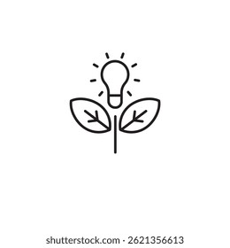 Vector of leaf and lightbulb with linear design suitable for agriculture innovation icon