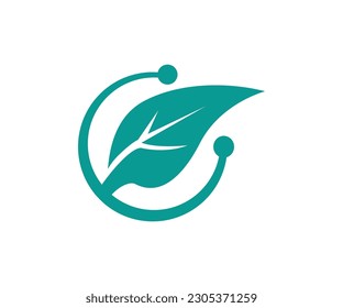 diseño de logotipo de hoja vectorial con semicírculo