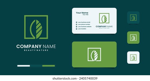 Vector leaf logo, green clean eco icon tree growth