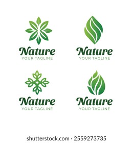 Vector leaf logo, green clean eco icon tree growth. Abstract leaf symbol logo