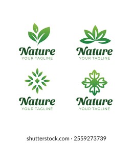 Vector leaf logo, green clean eco icon tree growth. Abstract leaf symbol logo