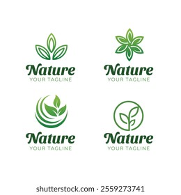 Vector leaf logo, green clean eco icon tree growth. Abstract leaf symbol logo