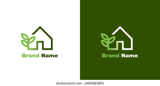 Vector Leaf Logo Green House Nature