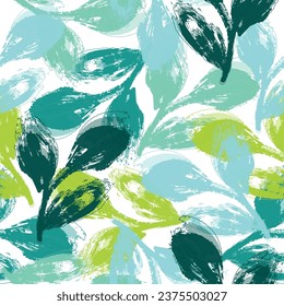 Vector leaf motif color blocking illustration seamless repeat pattern fashion and home decor print fabric digital artwork Palm leaves in line art, grunge silhouette seamless pattern. 