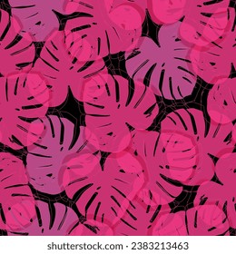 Vector leaf motif color blocking illustration seamless repeat pattern fashion and home decor print fabric digital artwork  Seamless patterns