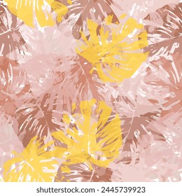 Vector leaf motif color blocking illustration seamless repeat pattern fashion and home decor print fabric digital artwork Nature textile fashion wallpaper print.