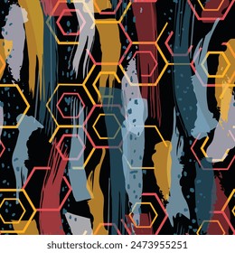 Vector leaf motif color blocking illustration seamless repeat pattern fashion and home decor print fabric digital artwork