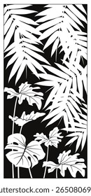 Vector leaf nature room divider, Laser cut leaf panel, stencil divider. Wall art for home decor, room divider screens.	