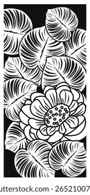 Divisor de la sala de la naturaleza de la hoja de Vector, panel de la hoja cortada por láser, divisor de la plantilla. Arte de la pared para la decoración casera, pantallas del divisor del sitio.	