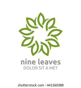 Vector Leaf Nine with Natural Ecology Abstract Design Concept, Logo, Logotype element for template.