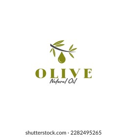 Vector leaf and olive oil logo design concept illustration idea