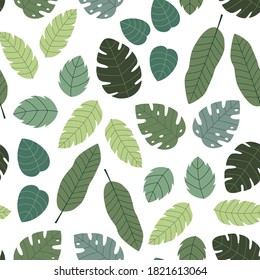 Vector leaf pattern Seamless background Hand drawn design in cartoon style