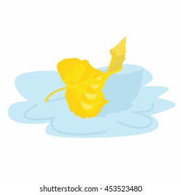 Vector leaf in the puddle.