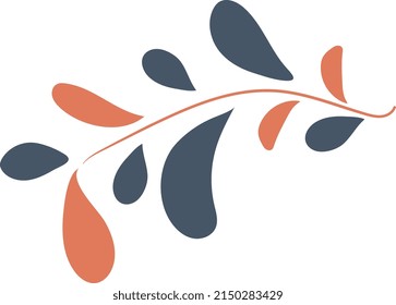 vector leaf in retro style. Leaf in in blue and orange.