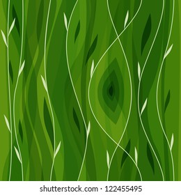 Vector leaf seamless pattern. Abstract nature design or abstract seamless pattern. Floral background. Summer background. Green paper. Retro design. Spring theme. Beautiful green background.