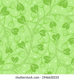 Vector leaf seamless pattern modern minimal style. Simple nature leaves pastel color wallpaper. Green vintage background for fabric, textile or paper artwork.