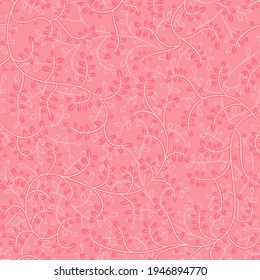 Vector leaf seamless pattern modern minimal style. Simple nature leaves pastel color wallpaper. Pink vintage background for fabric, textile or paper artwork.