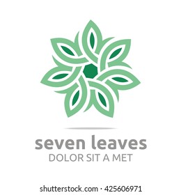 Vector Leaf Seven with Natural Ecology Abstract Design Concept, Logo, Logotype element for template.