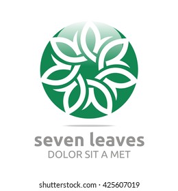Vector Leaf Seven with Natural Ecology Abstract Design Concept, Logo, Logotype element for template.