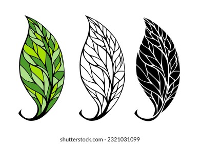 Vector leaf, shape and monochromatic one