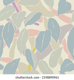 Vector leaf with shapes layers illustration seamless repeat pattern 