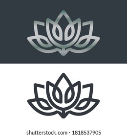 Vector leaf, silver shape and monochromatic one. Abstract emblem, design concept, logo, logotype element for template.