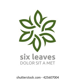 Vector Leaf Six with Natural Ecology Abstract Design Concept, Logo, Logotype element for template.