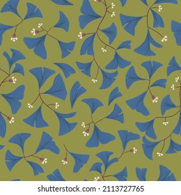 Vector leaf and small flower branch illustration motif seamless repeat pattern fashion and home kitchen print fabric textile digital artwork