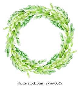 Vector leaf watercolor wreath. Template for wedding invitation and save the date cards.