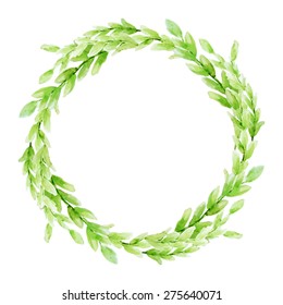 Vector leaf watercolor wreath. Template for wedding invitation and save the date cards.