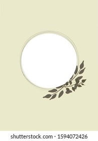 Vector leafs minimal botanical design with warm green color and circle frame. Beautiful templates and for art work. 