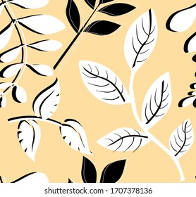 
vector leafy pattern on yellow background