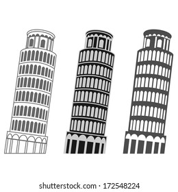 Vector Leaning Tower Of Pisa Set