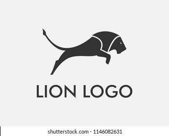 Vector of leaping lion logo design with abstract full body