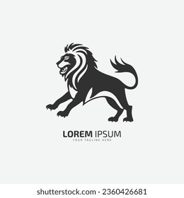 Vector of leaping lion logo design with abstract full body vector 